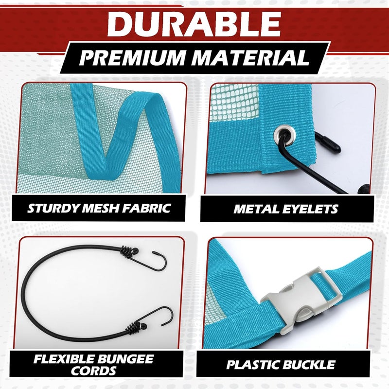 CEMZENFIX Universal Dog Car Net Barrier – Sturdy Mesh, Easy Install, Breathable Design, Easy to Clean, Flexible Bungee Cords for Adjustable Fit 23"×23" (Sky Blue) - Image 3